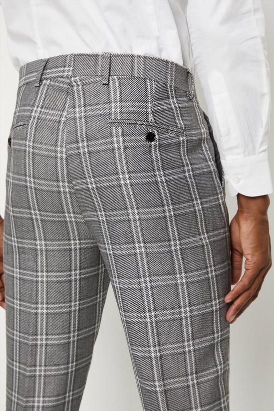 Burton Skinny Fit Grey Textured Check Suit Trousers 4