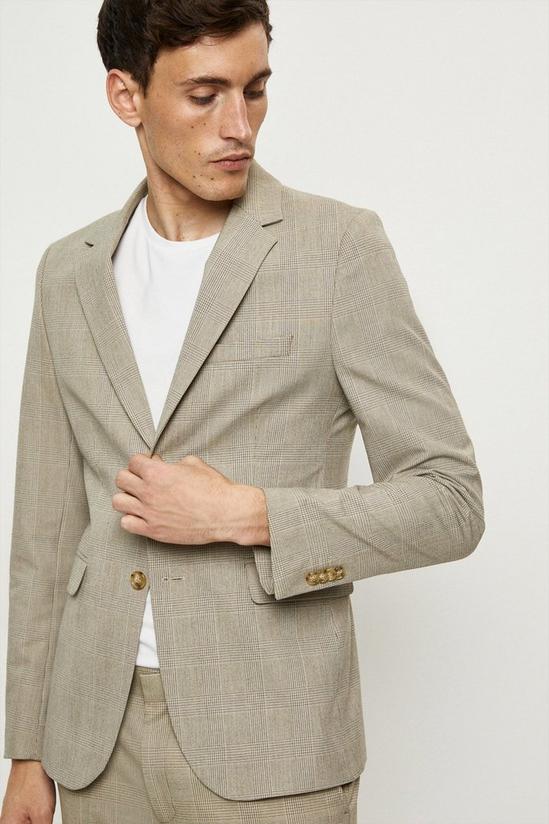 Burton Skinny Fit Neutral Pow Check Suit Jacket 2