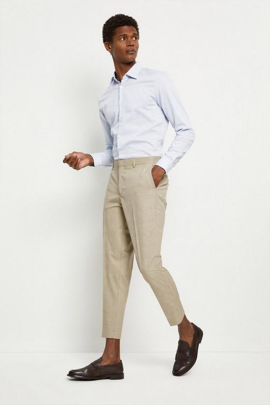 Burton Skinny Fit Neutral Pow Check Suit Trousers 2
