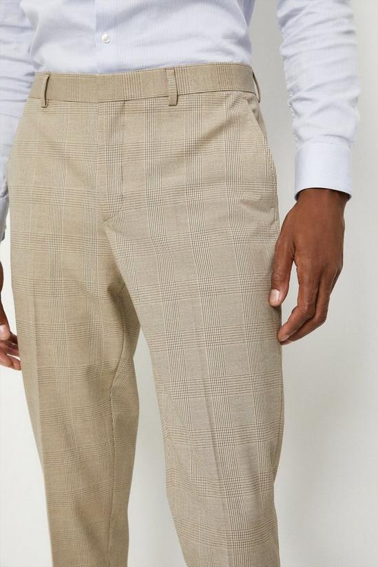 Burton Skinny Fit Neutral Pow Check Suit Trousers 4