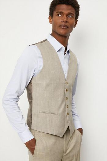 Related Product Skinny Fit Neutral Pow Check Waistcoat