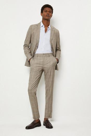 Related Product Skinny Fit Brown Textured Check Suit Jacket