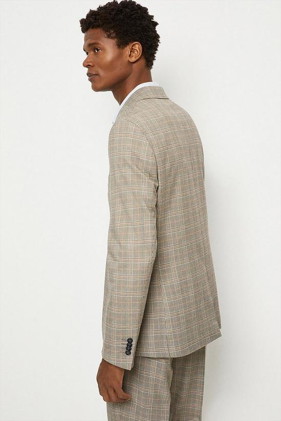 Burton Skinny Fit Brown Textured Check Suit Jacket 3