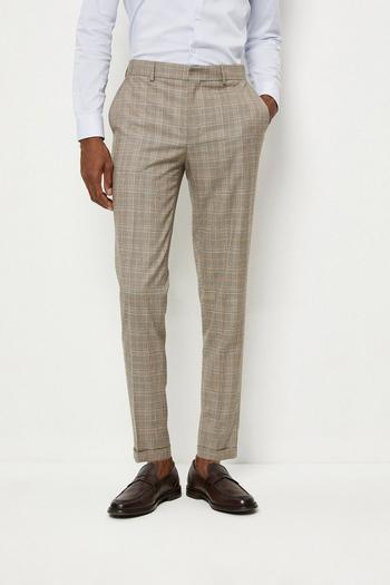 Related Product Skinny Fit Brown Textured Check Suit Trousers