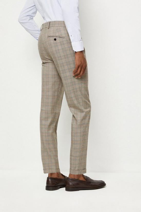 Burton Skinny Fit Brown Textured Check Suit Trousers 3