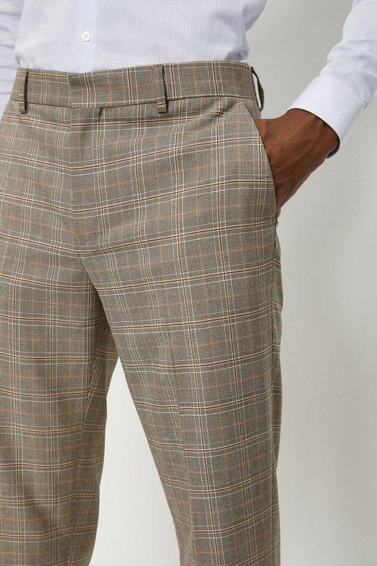 Burton Skinny Fit Brown Textured Check Suit Trousers 4