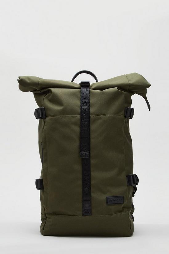 Burton Khaki Consigned Roll Top Multi Clip Backpack 1