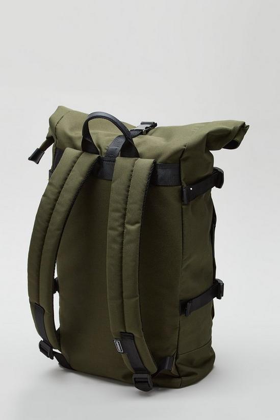 Burton Khaki Consigned Roll Top Multi Clip Backpack 3
