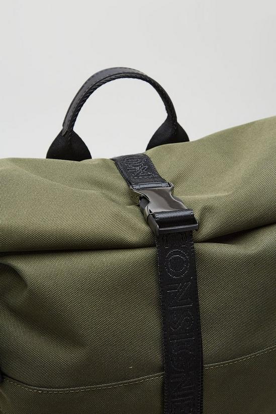 Burton Khaki Consigned Roll Top Multi Clip Backpack 4