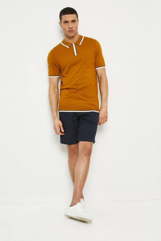 Burton Brown Tipped Knitted Polo Shirt 2