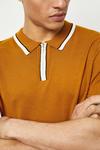 Burton Brown Tipped Knitted Polo Shirt thumbnail 4