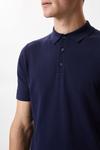 Burton Cotton Rich Navy Modern Knitted Polo Shirt thumbnail 4