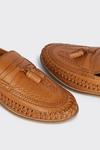 Burton Tan Leather Woven Tassel Loafers thumbnail 3