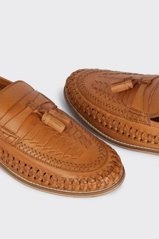 Burton Tan Leather Woven Tassel Loafers 3