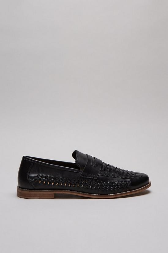 Burton Black Leather Woven Loafers 1