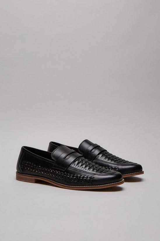 Burton Black Leather Woven Loafers 2
