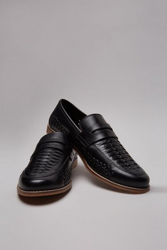 Burton Black Leather Woven Loafers 3