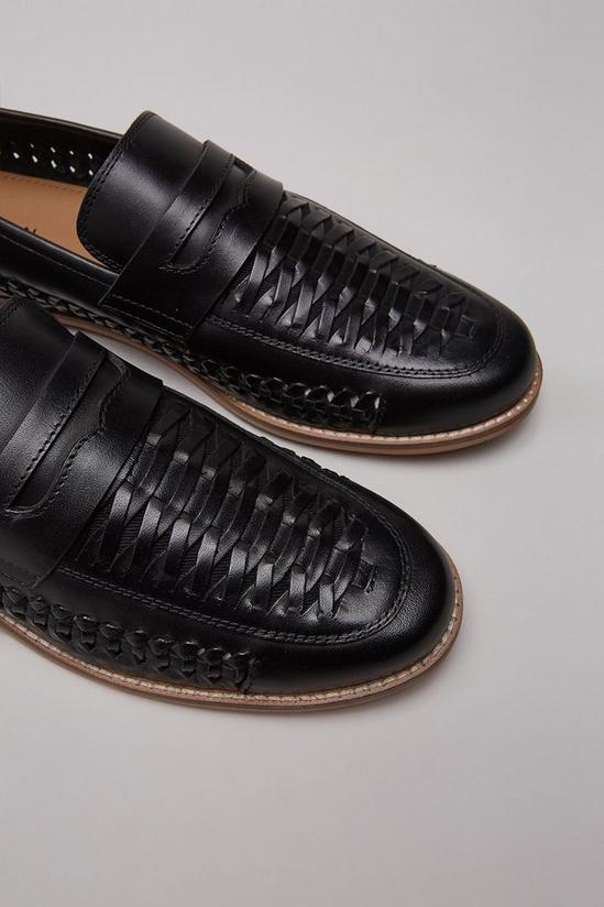 Burton Black Leather Woven Loafers 4