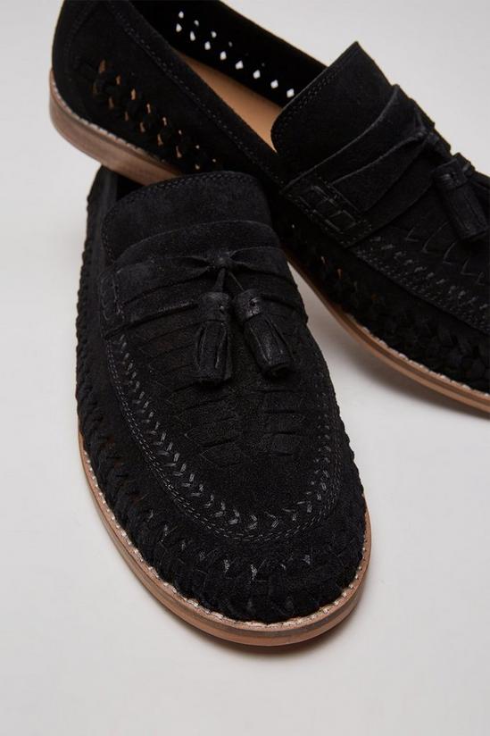 Burton Black Suede Woven Tassel Loafers 3