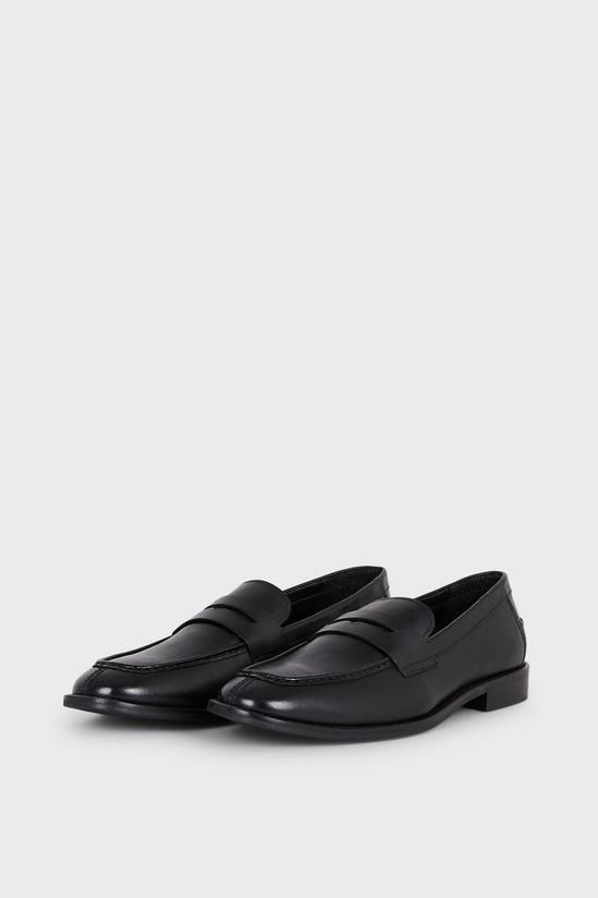 Burton Black Leather Plain Loafers 2