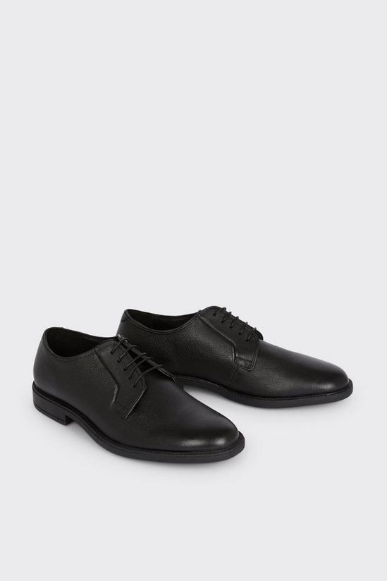 Burton Black Textured Leather Derby Shoes 2