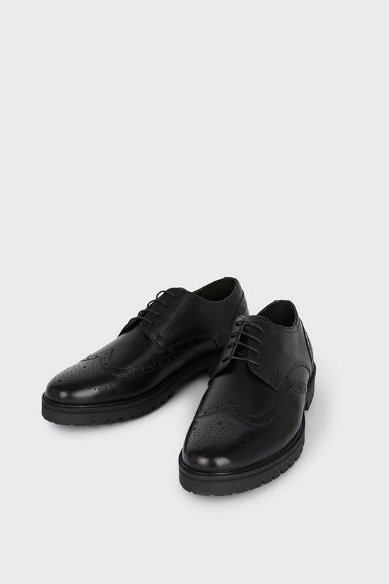 Burton Black Leather Brogue Shoes With Chunky Sole 2