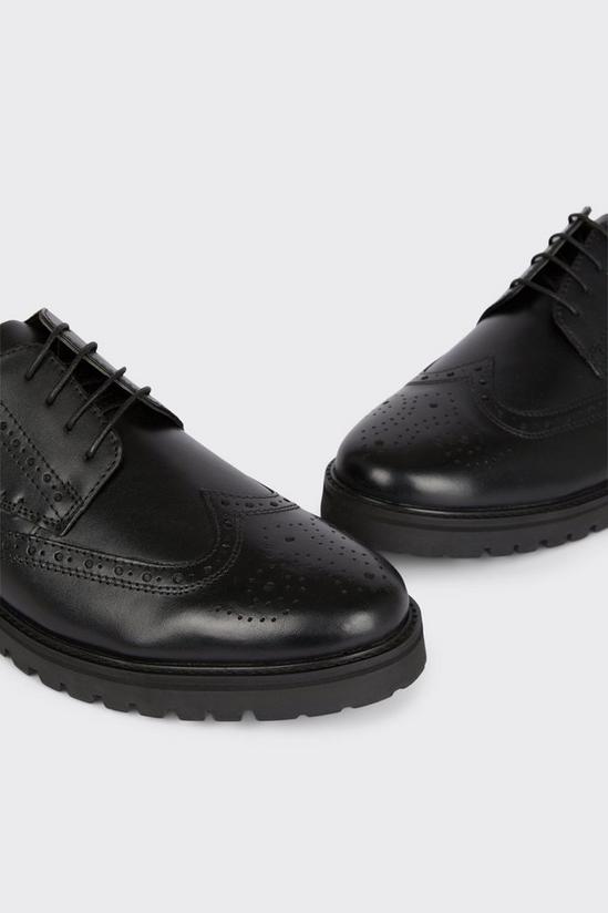 Burton Black Leather Brogue Shoes With Chunky Sole 3