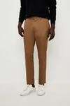 Burton Slim Fit Brown Pleat Front Trousers thumbnail 1
