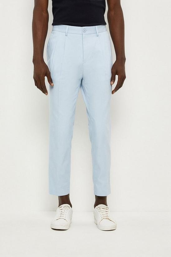 Burton Tapered Fit Blue Pleat Front Chinos 1