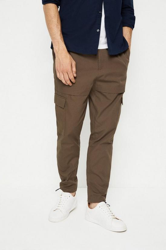 Burton Tapered Fit Brown Cargo Trousers 1
