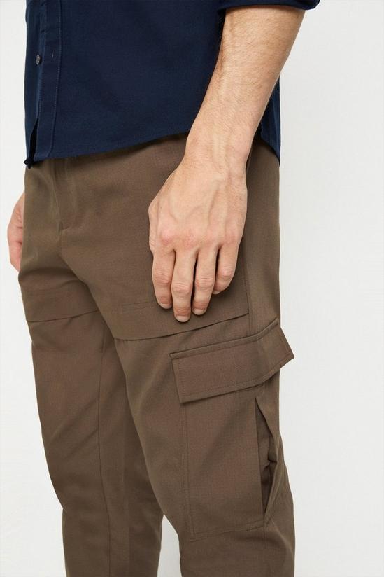Burton Tapered Fit Brown Cargo Trousers 4