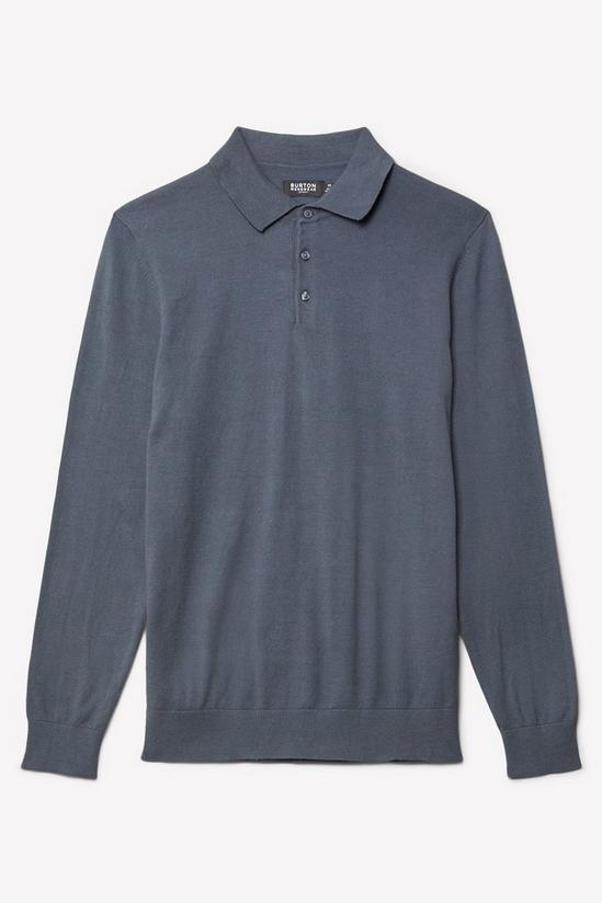 Burton Cotton Rich Petrol Blue Knitted Polo Shirt 5