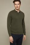 Burton Cotton Rich Khaki Knitted Polo Shirt thumbnail 1