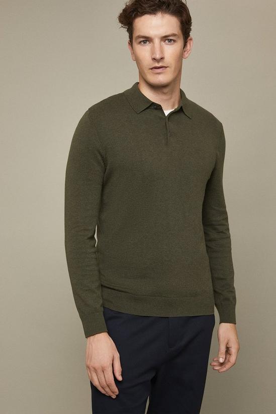 Burton Cotton Rich Khaki Knitted Polo Shirt 1