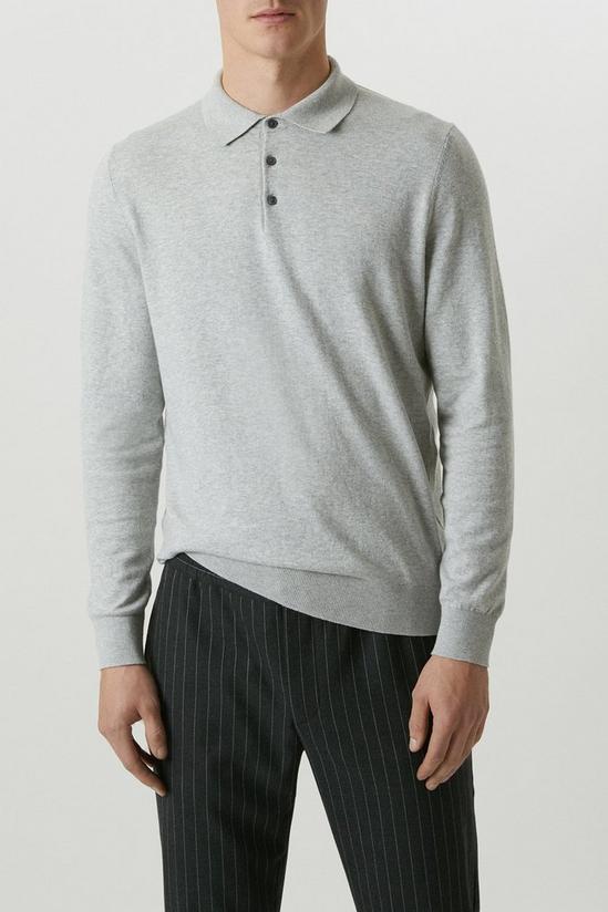 Burton Cotton Rich Light Grey Knitted Polo Shirt 1