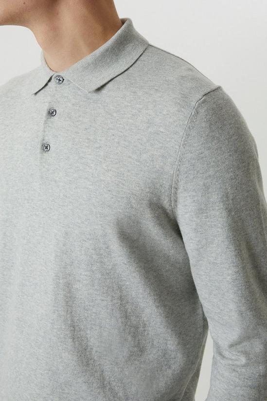 Burton Cotton Rich Light Grey Knitted Polo Shirt 4