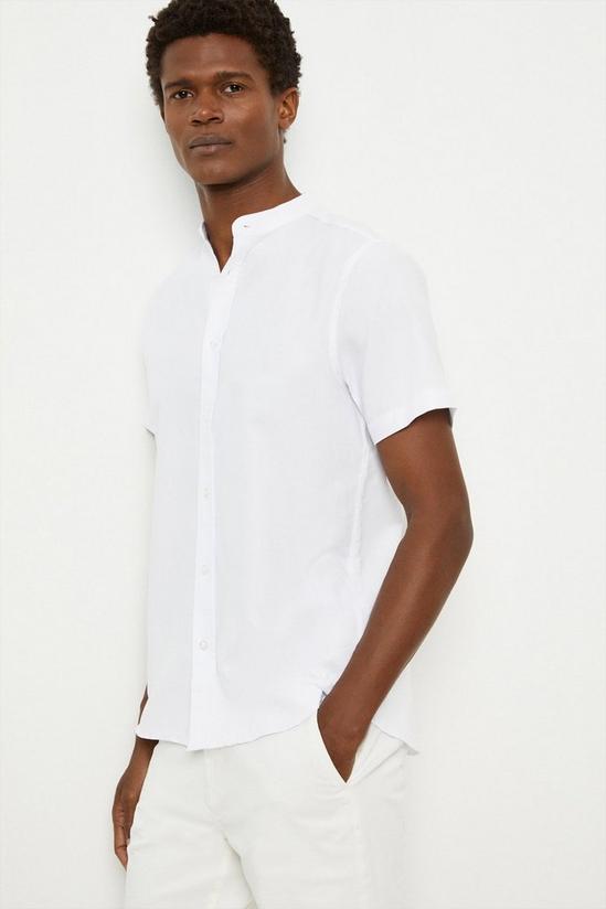 Burton White Grandad Collar Shirt 1