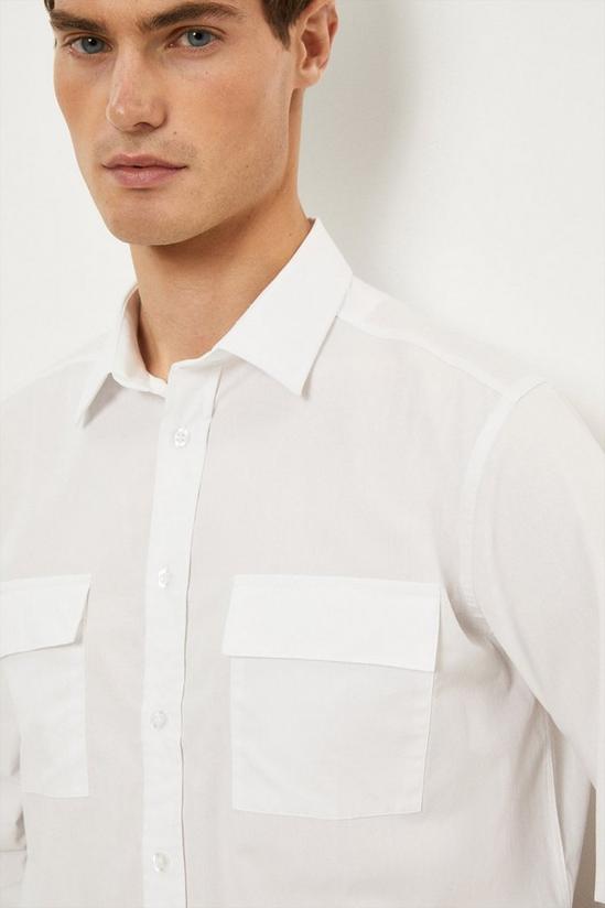 Burton Regular Fit White Long Sleeve Twin Pocket Shirt 4
