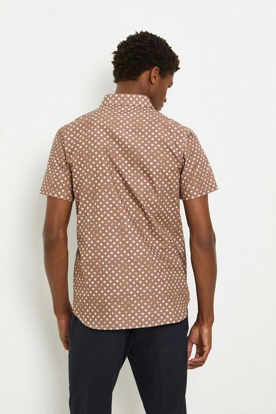 Burton Tan Regular Fit Short Sleeve Dot Printed Shirt 3