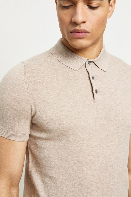 Burton Slim Fit Oatmeal Knitted Polo 4