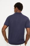 Burton Cotton Rich Navy Birdseye Textured Knitted Polo Shirt thumbnail 3