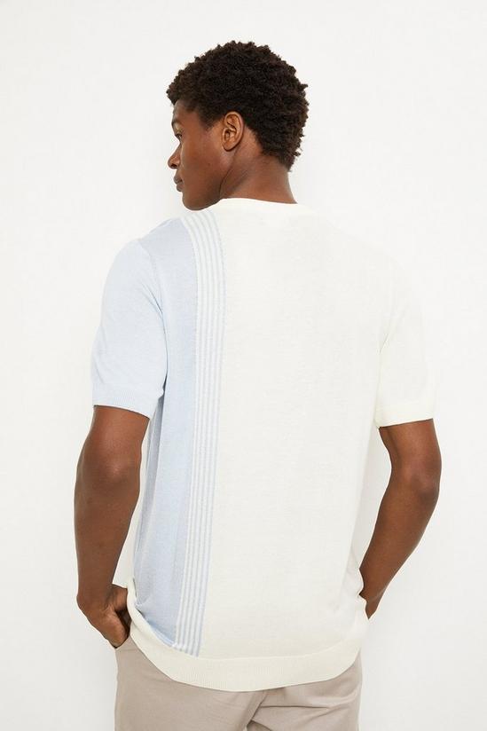 Burton Ecru Stripe Panel Knitted T-shirt 3