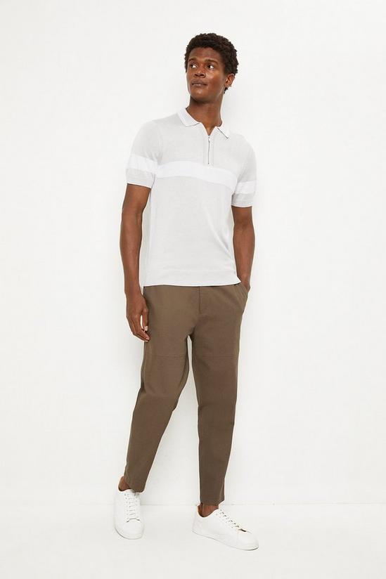Burton Cotton Rich Grey Chest Stripe Knitted Zip Polo Shirt 2