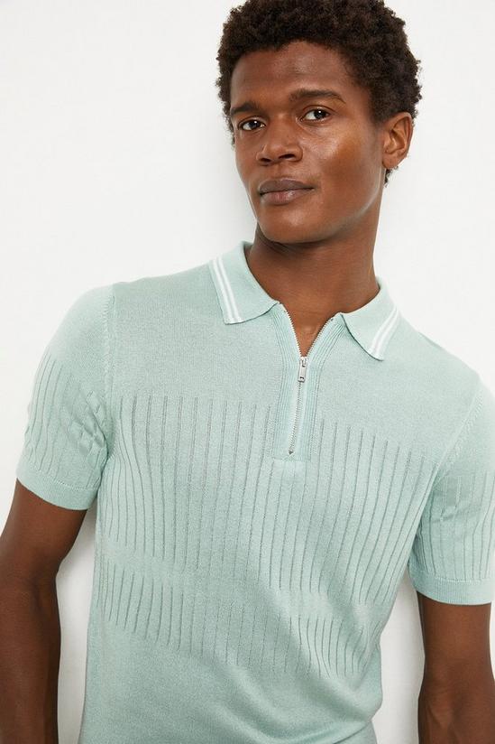 Burton Cotton Rich Mint Tipped Knitted Polo Shirt 1