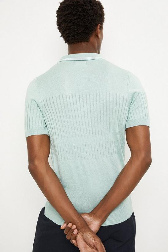 Burton Cotton Rich Mint Tipped Knitted Polo Shirt 3