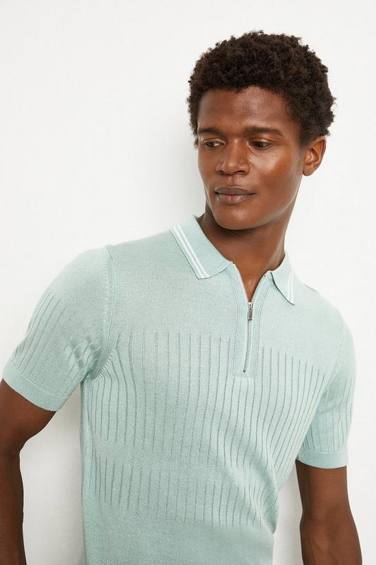 Burton Cotton Rich Mint Tipped Knitted Polo Shirt 4