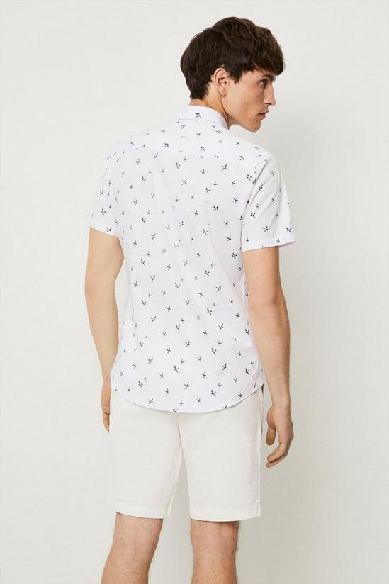 Burton White Short Sleeve Bird Printed Shirt 3