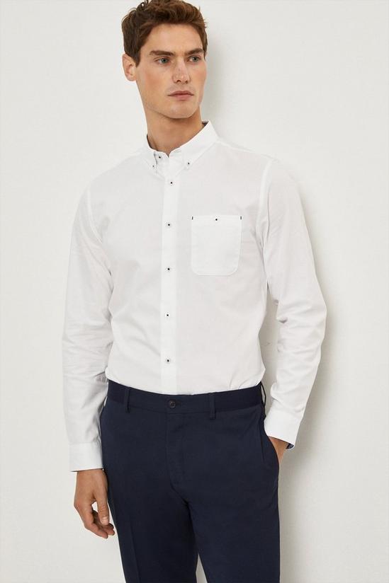 Burton White Regular Fit Long Sleeve Textured Shirt 1