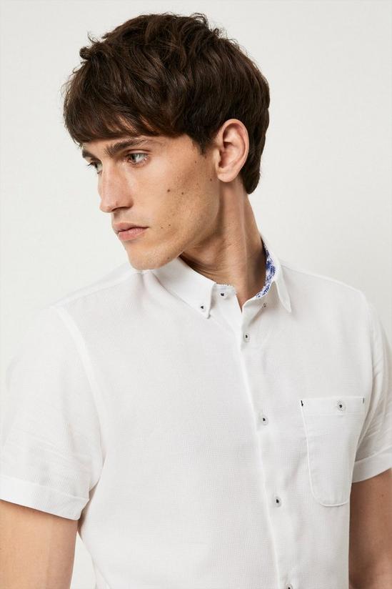 Burton Regular Fit White Short Sleeve Textured Shirt 1