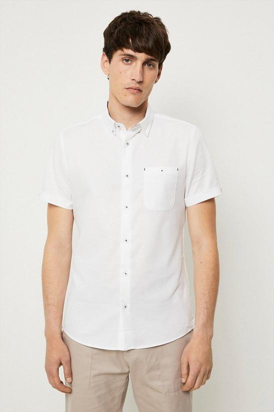 Burton Regular Fit White Short Sleeve Textured Shirt 2